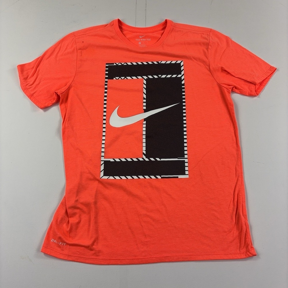 NikeCourt Tennis Shirt Mens Large Orange Dri-FIT Court Graphic Tee 868770-877
